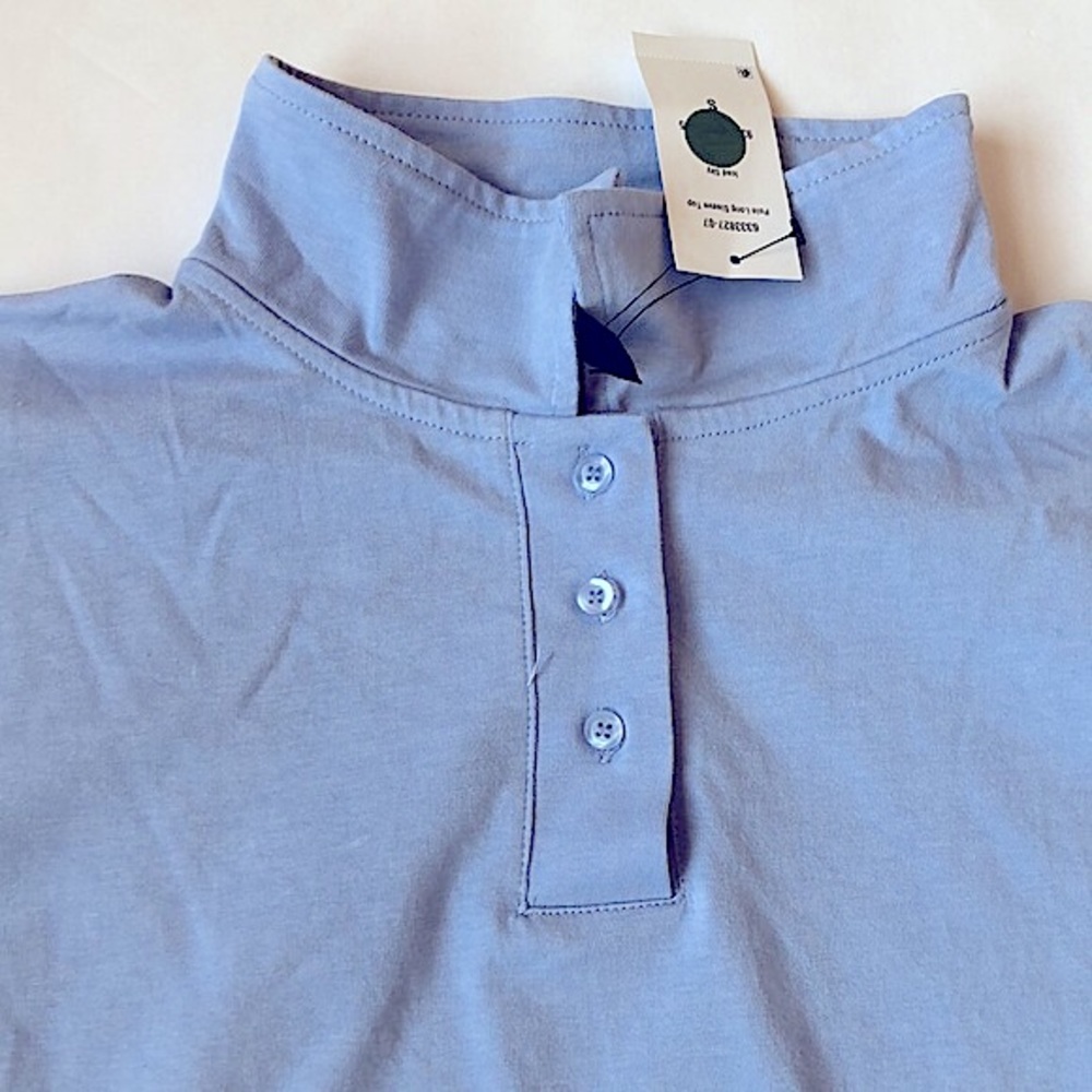 NWT Cotton On Body 4 Button Long Sleeve Crop Top In Iced Sky Size - Picture 2 of 12